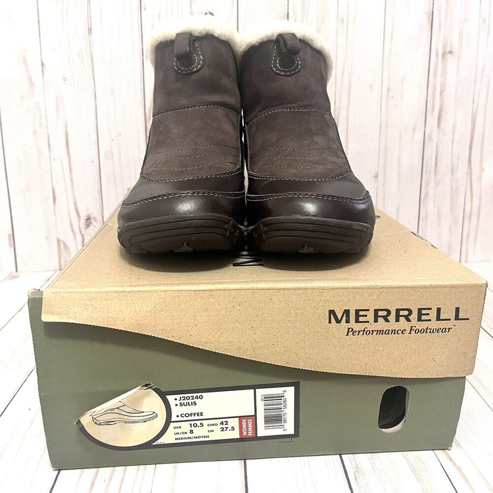 Merrell Sulis Coffee Women’s Performance Weatherproof Outdoor Boots New Sz 10.5